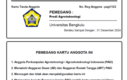 Member of the Indonesian Association of Agrotechnology/Agroecotechnology (PAGI)