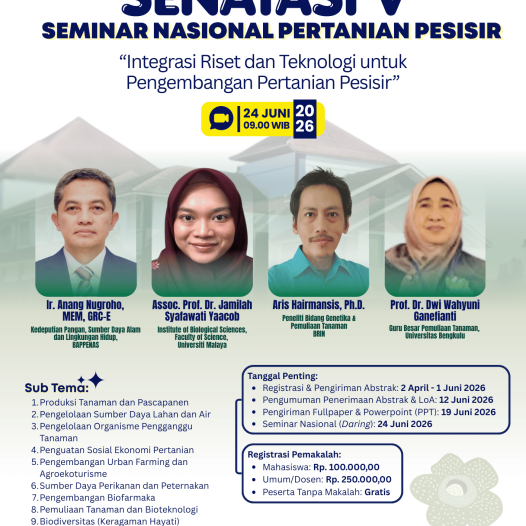 Call for Papers: SENATASI V 2026 Explores the Future of Coastal Agriculture