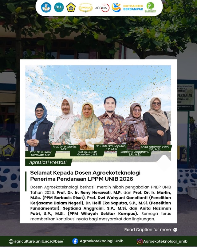 Agroecotechnology Lecturers Receive 2026 PNBP UNIB Research and Community Service Grants
