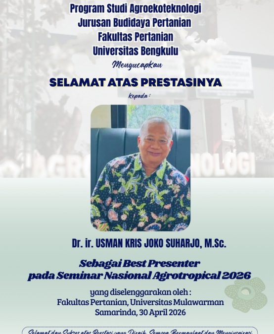 Agroecotechnology Lecturer Wins Best Presenter Award at National Agrotropical Seminar 2026