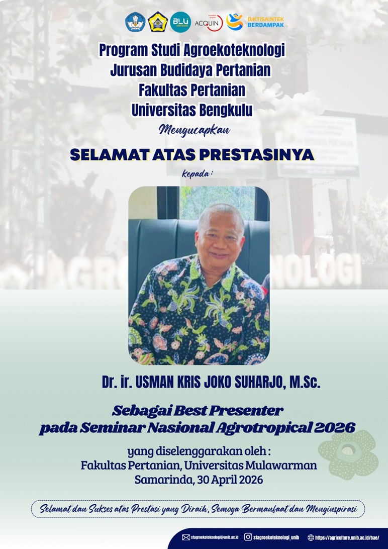 Agroecotechnology Lecturer Wins Best Presenter Award at National Agrotropical Seminar 2026