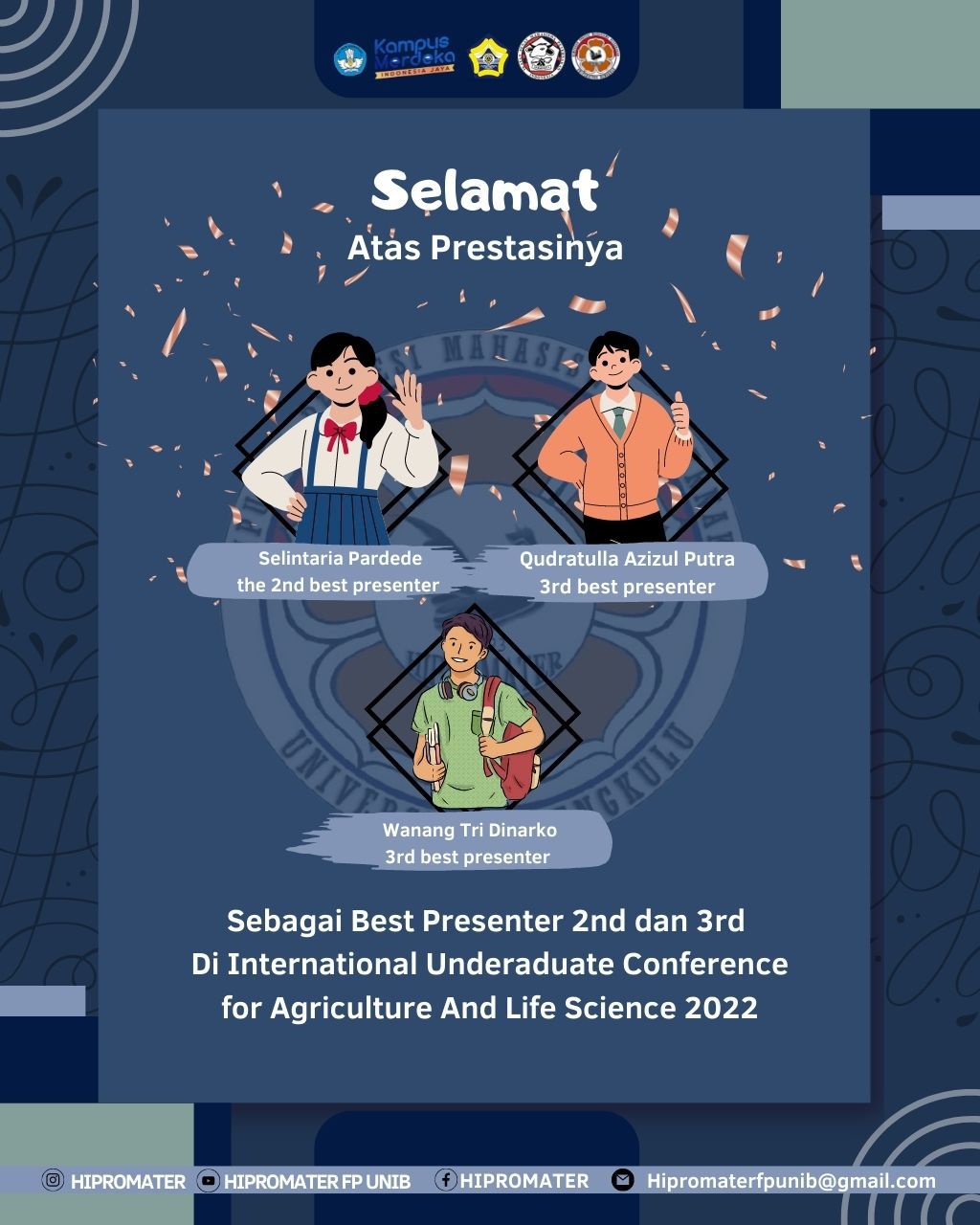 Three of Animal Husbandry Students were Awarded Best Presenter at 2nd IUCA Three of Animal Husbandry Students were Awarded Best Presenter at 2nd IUCA