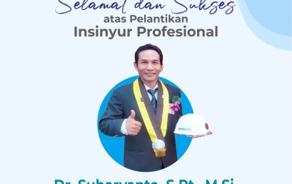 Congratulations on the inauguration of a professional engineer to Dr. Suharyanto, S.Pt., M.Si. in the engineer profession program,  Faculty of Animal Science, Universitas Gadjah Mada, 11th July 2023.