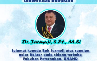 Selamat kepada Dr. Jarmuji, S.Pt., M.Si. atas Perolehan Gelar Doktor di Fakultas Peternakan UNAND