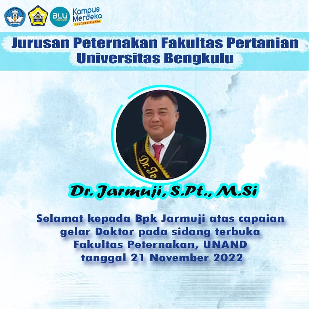 Selamat kepada Dr. Jarmuji, S.Pt., M.Si. atas Perolehan Gelar Doktor di Fakultas Peternakan UNAND Selamat kepada Dr. Jarmuji, S.Pt., M.Si. atas Perolehan Gelar Doktor di Fakultas Peternakan UNAND