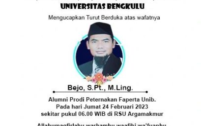Innalillahi Wa Innailaihi Raji’un: Keluarga Besar Jurusan Peternakan Faperta UNIB Berduka atas Wafatnya Sdr. Bejo, S.Pt., M.Ling.