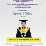 Prodi Peternakan dan Prodi Nutrisi dan Teknologi Pakan Ternak Unib Mengucapkan Selamat Atas Pengukuhan Guru Besar Prof. Suharyanto