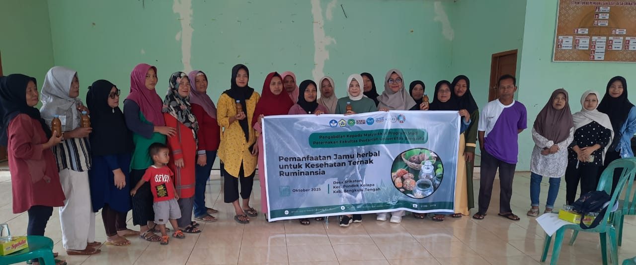 Dosen Peternakan Universitas Bengkulu Laksanakan Pengabdian Masyarakat Pemanfaatan Jamu Herbal untuk Kesehatan Ternak Ruminansia di Desa Srikaton, Bengkulu Tengah Dosen Peternakan Universitas Bengkulu Laksanakan Pengabdian Masyarakat Pemanfaatan Jamu Herbal untuk Kesehatan Ternak Ruminansia di Desa Srikaton, Bengkulu Tengah