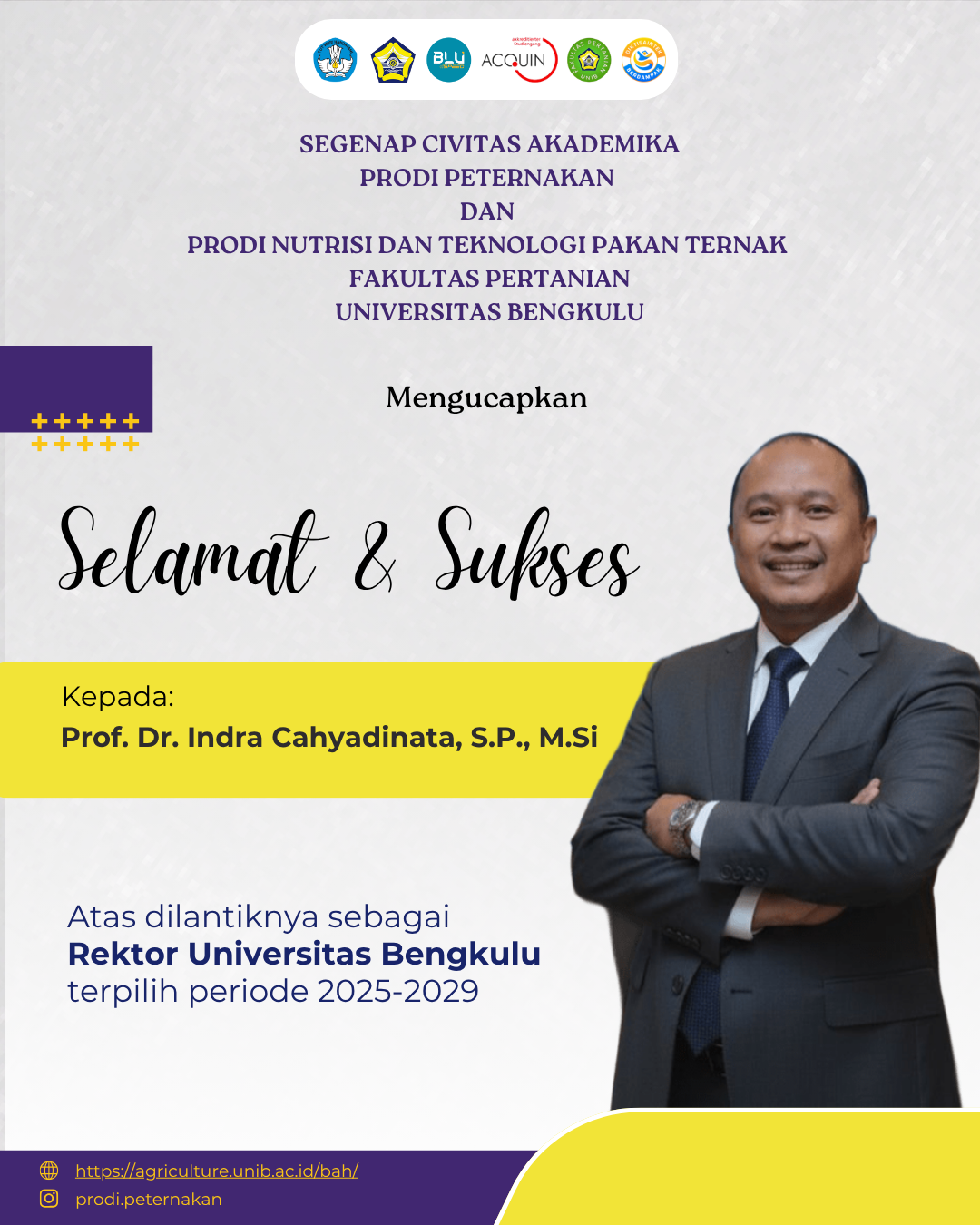 Selamat atas Pelantikan Dr. Indra Cahyadinata sebagai Rektor UNIB Periode 2025-2029 Selamat atas Pelantikan Dr. Indra Cahyadinata sebagai Rektor UNIB Periode 2025-2029