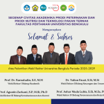Jurusan Peternakan Ucapan Selamat atas Pelantikan Para Wakil Rektor Universitas Bengkulu