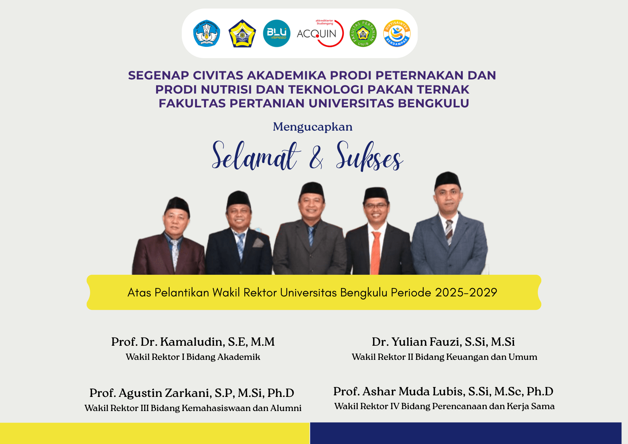 Jurusan Peternakan Ucapan Selamat atas Pelantikan Para Wakil Rektor Universitas Bengkulu Jurusan Peternakan Ucapan Selamat atas Pelantikan Para Wakil Rektor Universitas Bengkulu