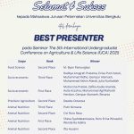 Mahasiswa Jurusan Peternakan Unib raih predikat Best Presenter pada Seminar Internasional IUCA 2025