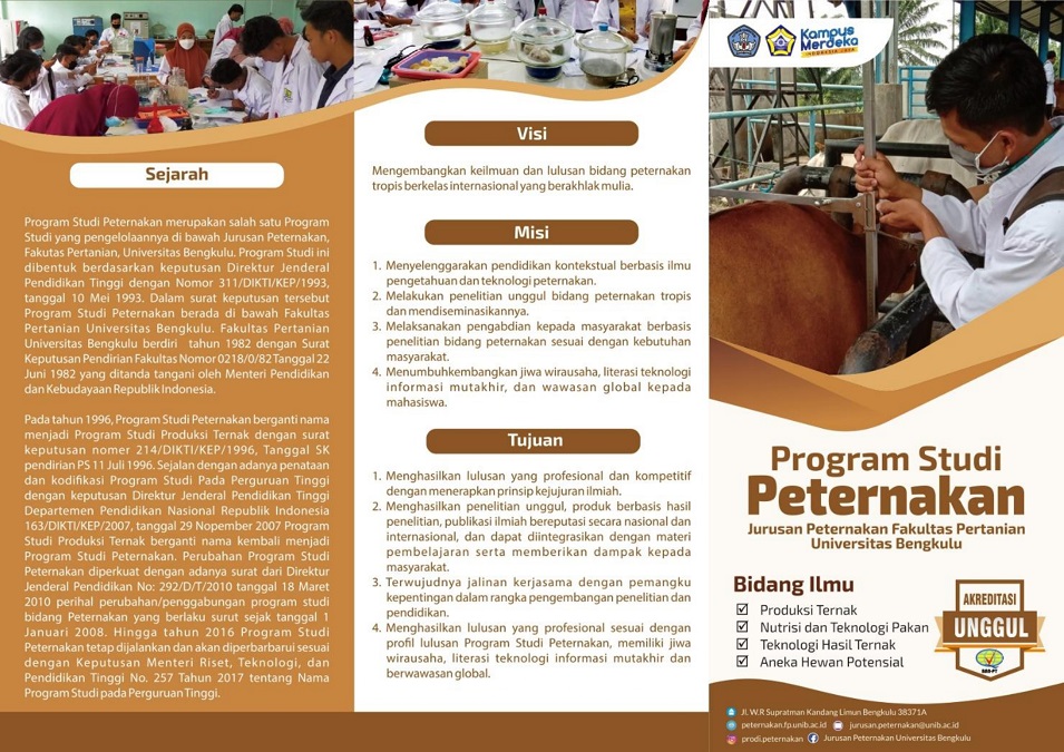 Mari bergabung bersama Jurusan Peternakan Fakultas Pertanian Universitas Bengkulu