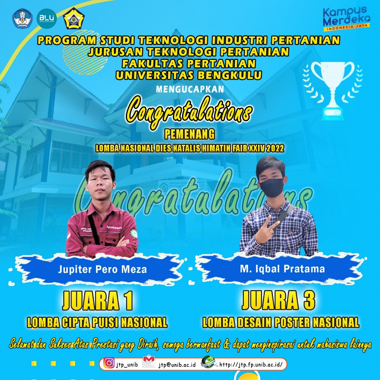 JUPITER AND IQBAL WIN NATIONAL POETRY WRITING COMPETITION AND POSTER DESIGN COMPETITION XXIV DIES NATALIS HIMATIN FAIR 2022 JUPITER AND IQBAL WIN NATIONAL POETRY WRITING COMPETITION AND POSTER DESIGN COMPETITION XXIV DIES NATALIS HIMATIN FAIR 2022