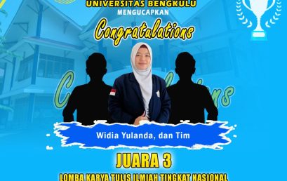 WIDIA YULANDA AND TEAM WON 3RD PLACE IN THE SCIPER-FORC NATIONAL LEVEL SCIENTIFIC WRITING COMPETITION