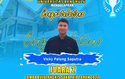 VICKY PALUNG WON 2ND PLACE IN THE UNIVERSITY OF BENGKULU SAKA FAIR BADMINTON COMPETITION