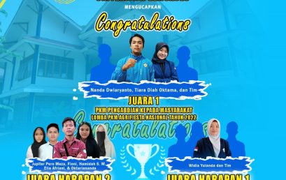 STUDENTS OF THE AGROINDUSTRIAL TECHNOLOGY STUDY PROGRAM ARE PROUD OF WINNING THE NATIONAL PKM AGRIFIESTA COMPETITION