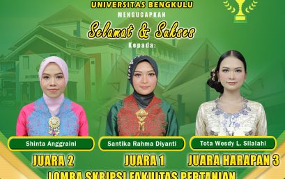 3 Srikandi of Department of Agricultural Technology Won Champion in Thesis Contest of Faculty of Agriculture Period 102