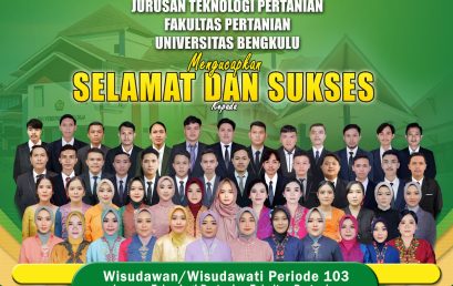 Bengkulu University Holds Graduation Period 103, Agricultural Industrial Technology Study Program Adds 52 Best Graduates