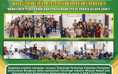 Senior Manager PT. Sandabi Indah Lestari gives a Learning on CPO Processing at Practitioner Teaching Activities in the Department of Agricultural Technology, Bengkulu University