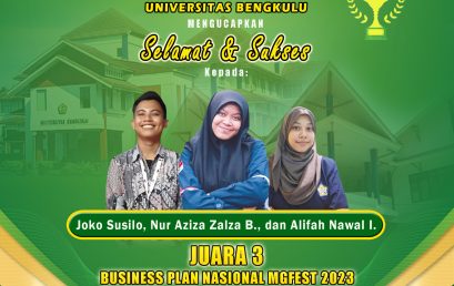 Nur Aziza, Joko, and Alifah Students of the Department of Agricultural Technology won 3rd place in the MGFEST 2023 National Business Plan Competition