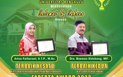 Arina Fatharani and Bosman Sidebang, Lecturers of the Department of Agricultural Technology won awards at the 2023 FAPERTA Award