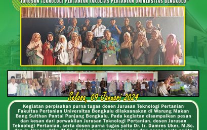 Farewell to Retired Lecturers of the Department of Agricultural Technology, Faculty of Agriculture, University of Bengkulu, Damres Uker and Hasanuddin