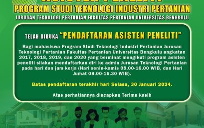 Research Assistant of Agricultural Industry Technology Study Program
