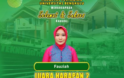 Fauziah, Department of Agricultural Technology, Won 2nd runner-up in the 105 Period of the Faculty of Agriculture Thesis Competition