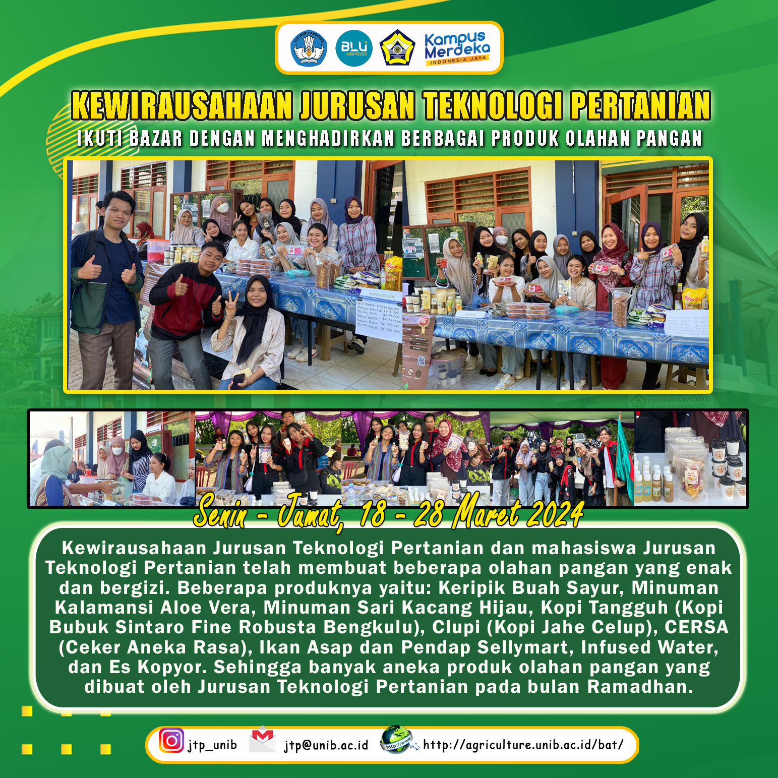 Entrepreneurship Department of Agricultural Technology Join the Bazaar by Presenting Various Processed Food Products Entrepreneurship Department of Agricultural Technology Join the Bazaar by Presenting Various Processed Food Products