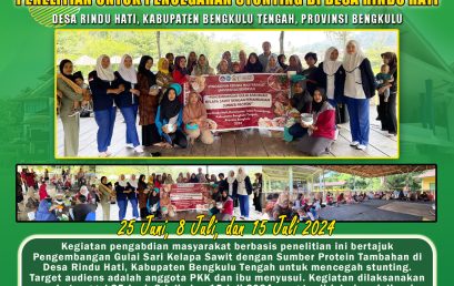 Research-Based Community Service Activities for Stunting Prevention in Rindu Hati Village