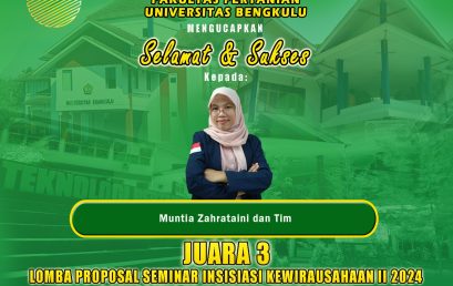 Muntia Zahrataini and Team, Students of the Department of Agricultural Technology Won 3rd Place in the Proposal Competition for the Entrepreneurship Initiation Seminar II in 2024 at Tribhuwana Tunggadewi University