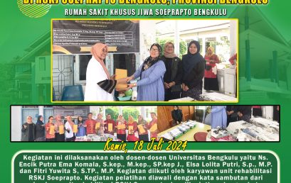 Lecturer of the University of Bengkulu provides Training Materials for Making Nata De Coco Bunga Telang at RSKJ Soeprapto Bengkulu