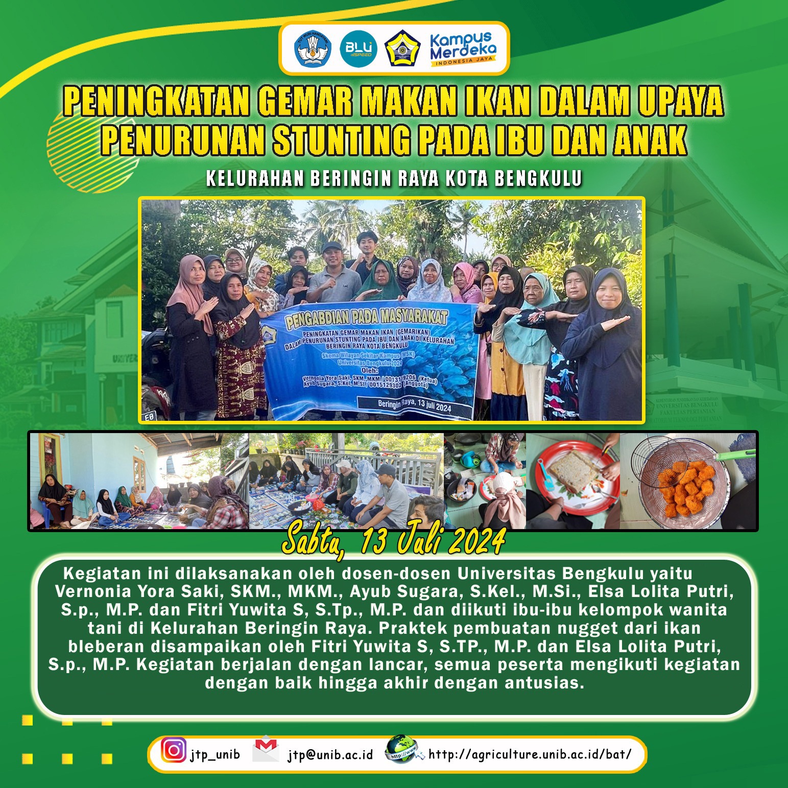 Increasing Appetite for Eating Fish in an Effort to Reduce Stunting in Mothers and Children in Beringin Raya Village, Bengkulu City Increasing Appetite for Eating Fish in an Effort to Reduce Stunting in Mothers and Children in Beringin Raya Village, Bengkulu City