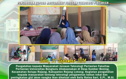 Application of Local Material Preservation Technology and Nutrition Improvement of Shredded Jackfruit Fish at KPPL Sejahtera and Sumber Jaya Rejang Lebong in Sumber Bening Village