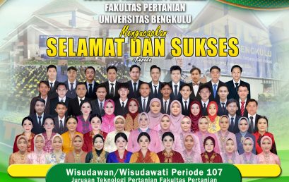University of Bengkulu Holds Graduation Period 107, Agricultural Industrial Technology Study Program Adds 57 Best Graduates with the Most Praise Graduates