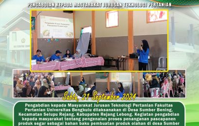 Introduction to the Post-Harvest Handling Process of Fresh Products as Raw Materials for Making Processed Products in Sumber Bening Village, Rejang Lebong