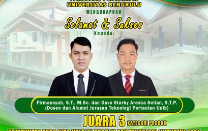 Firmansyah and Davo Starky Araska Selian, Lecturer and Alumni of the Department of Agricultural Technology, University of Bengkulu Won 3rd Place in the Product Category of the 2024 KETUPEK Competition