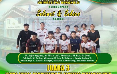 Futsal Team of Students of the Department of Agricultural Technology won 3rd place in the Futsal Competition of the Faculty of Agriculture, University of Bengkulu HIMASETA Family Day