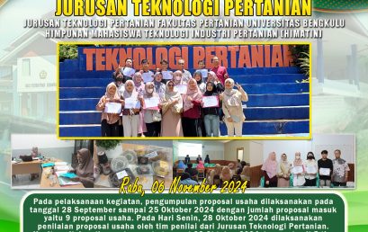 Entrepreneurship Grant for the Department of Agricultural Technology Improves the Entrepreneurial Spirit of Students of the Department of Agricultural Technology, University of Bengkulu