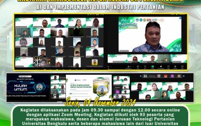Public Lecture of the Department of Agricultural Technology, University of Bengkulu on AI and Implementation in the Agricultural Industry Increases Students’ Interest in Learning and Developing AI