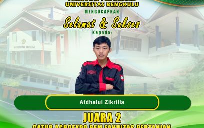 Afdhalul Zikrila, a student of the Department of Agricultural Technology, won 2nd place in the AGROEXPO BEM Chess Competition, Faculty of Agriculture, University of Bengkulu