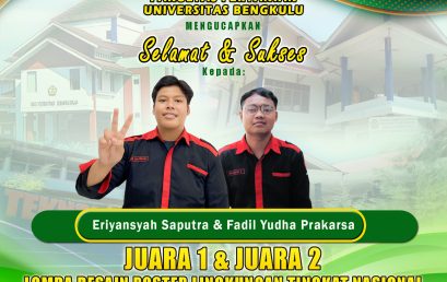 Fadil Yudha Prakarsa and Eriyansyah Saputra, Students of the Department of Agricultural Technology 1st and 2nd Place in the KAMPALA Event 2024 National Level Environmental Poster Competition, Faculty of Agriculture, University of Bengkulu