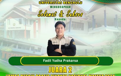 Fadil Yudha Prakarsa, Student of the Department of Agricultural Technology, won 2nd place in the MGFEST 2024 National Level Graphic Design Competition for MGC UKM, Faculty of Agriculture, KBM, University of Bengkulu