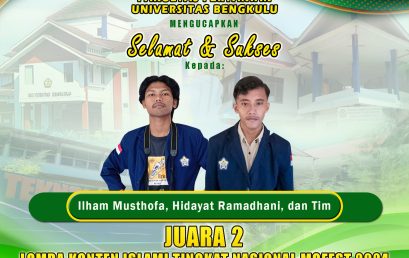 Ilham Musthofa and Hidayat Ramadhani, Students of the Department of Agricultural Technology, Won 2nd Place in the MGFEST 2024 National Level Islamic Content Competition UKM MGC, Faculty of Agriculture, KBM, University of Bengkulu