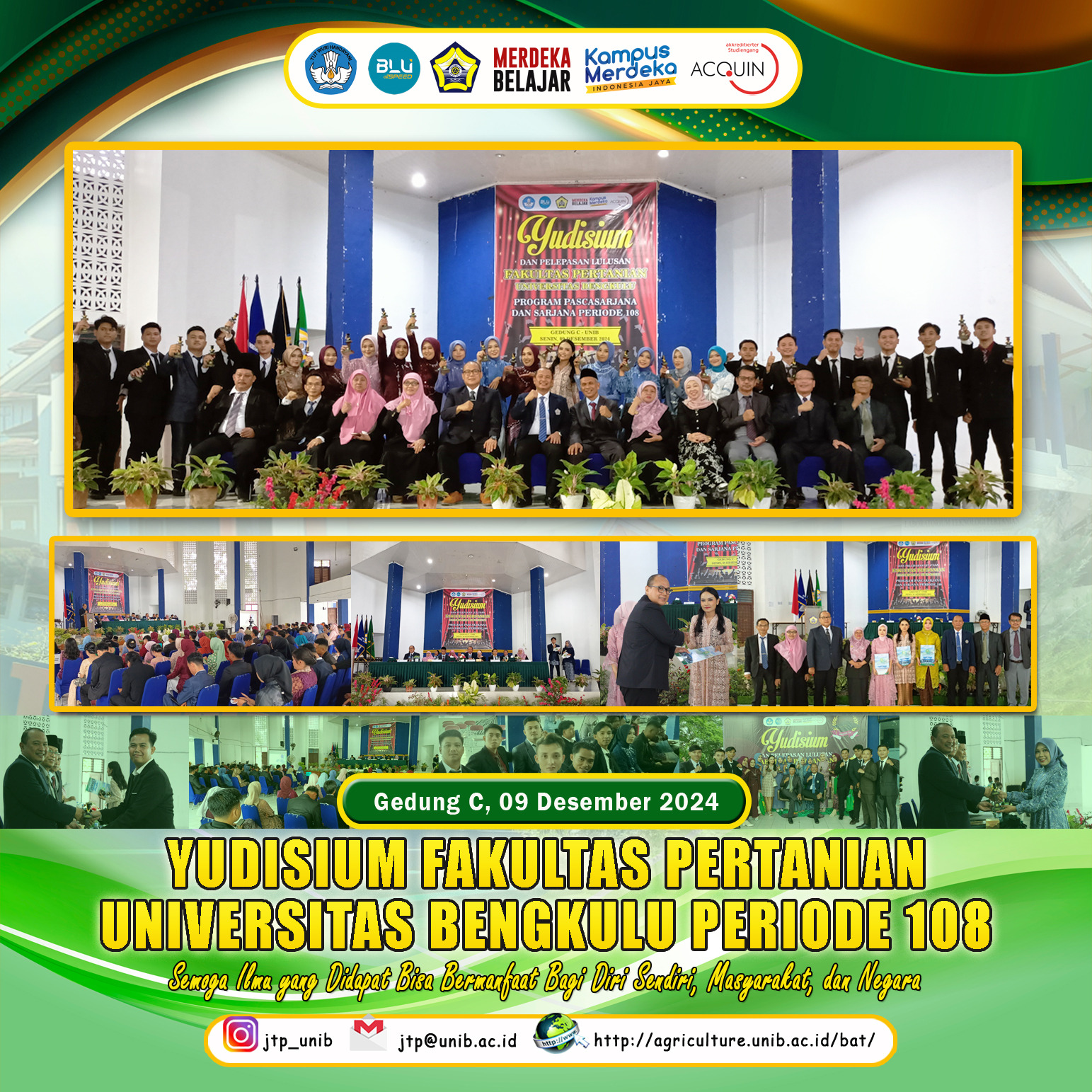 Yudisium of the Faculty of Agriculture, University of Bengkulu Period 108, Agricultural Industrial Technology Study Program Adds 24 Best Graduates Yudisium of the Faculty of Agriculture, University of Bengkulu Period 108, Agricultural Industrial Technology Study Program Adds 24 Best Graduates