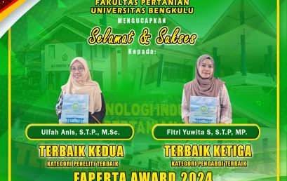 Ulfah Anis and Fitri Yuwita S, Lecturers of the Department of Agricultural Technology Win the Best Researcher and Best Service Award at the 2024 FAPERTA Award