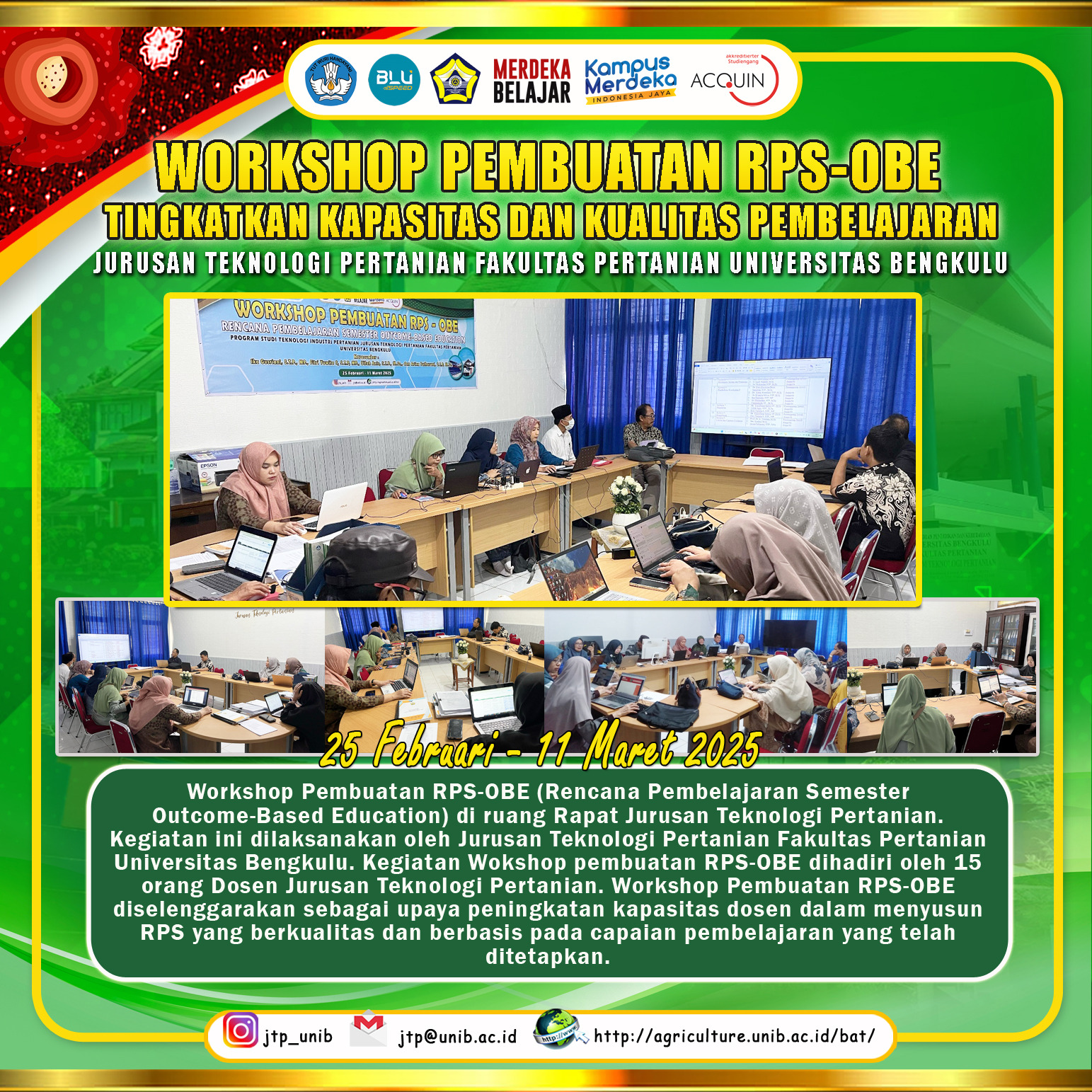 Improving Learning Capacity and Quality, Department of Agricultural Technology Holds Workshop on Making Outcome-Based Education (OBE) RPS Improving Learning Capacity and Quality, Department of Agricultural Technology Holds Workshop on Making Outcome-Based Education (OBE) RPS