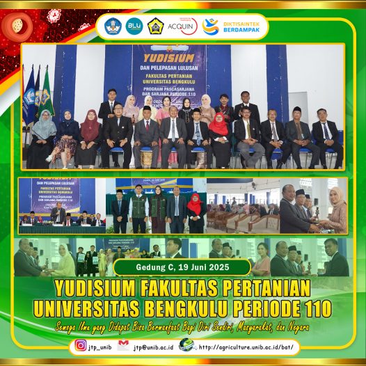 Yudisium of the Faculty of Agriculture, University of Bengkulu Period 110, Agricultural Industrial Technology Study Program Adds 8 Best Graduates