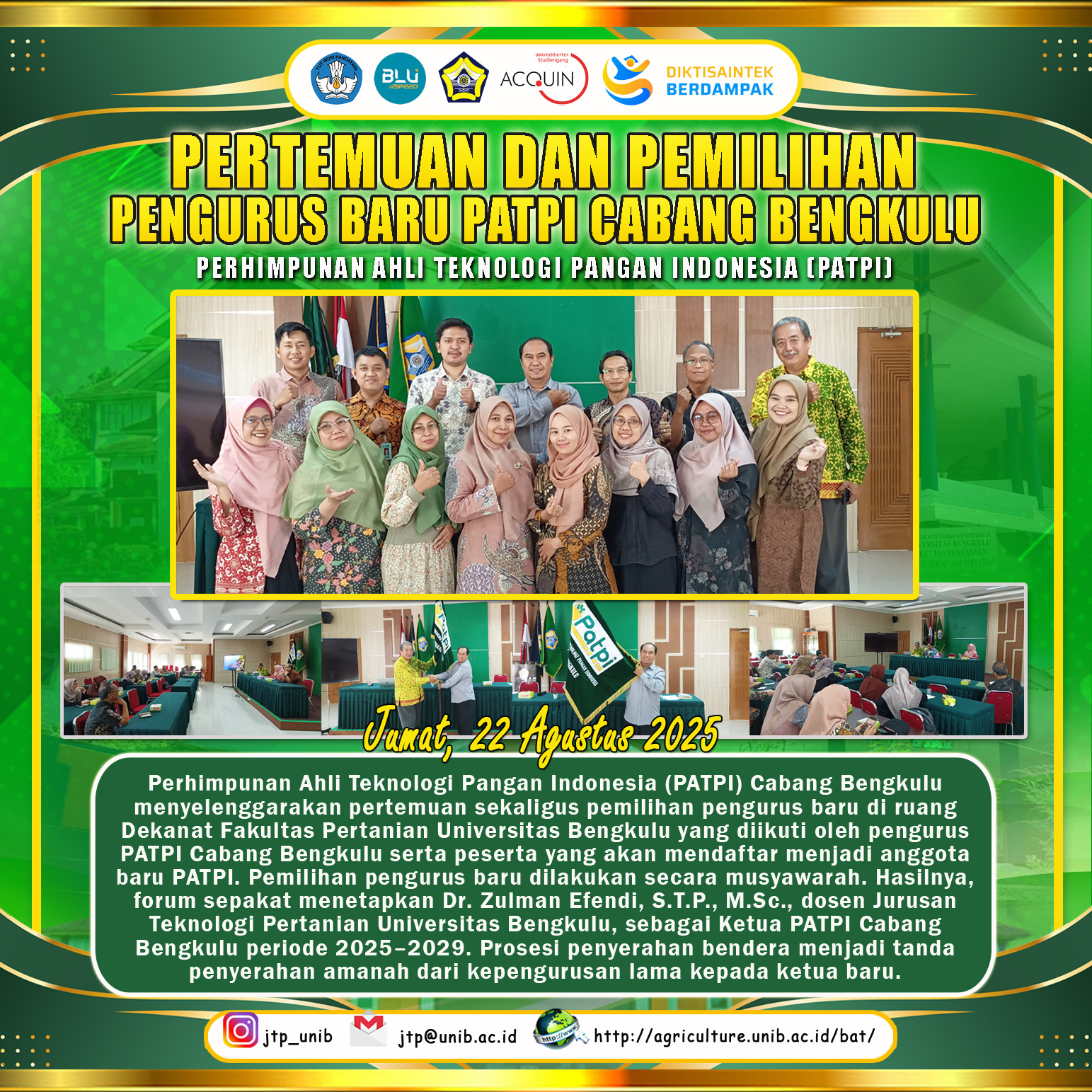 PATPI Bengkulu Branch Holds New Board Election, Dr. Zulman Efendi Elected as Chairman